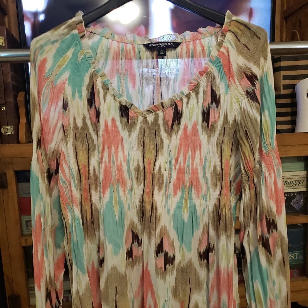 SHARAGANO Smocked & Flowy Top - Picture 2 of 9